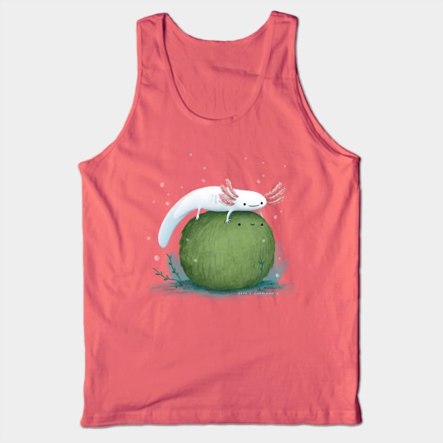 Axolotl on a Mossball Tank Top by Sophie Corrigan